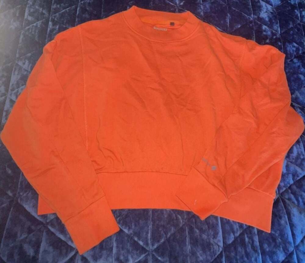 Superdry Women's Orange Crew Neck Long Sleeve Cropped Sweatshirt